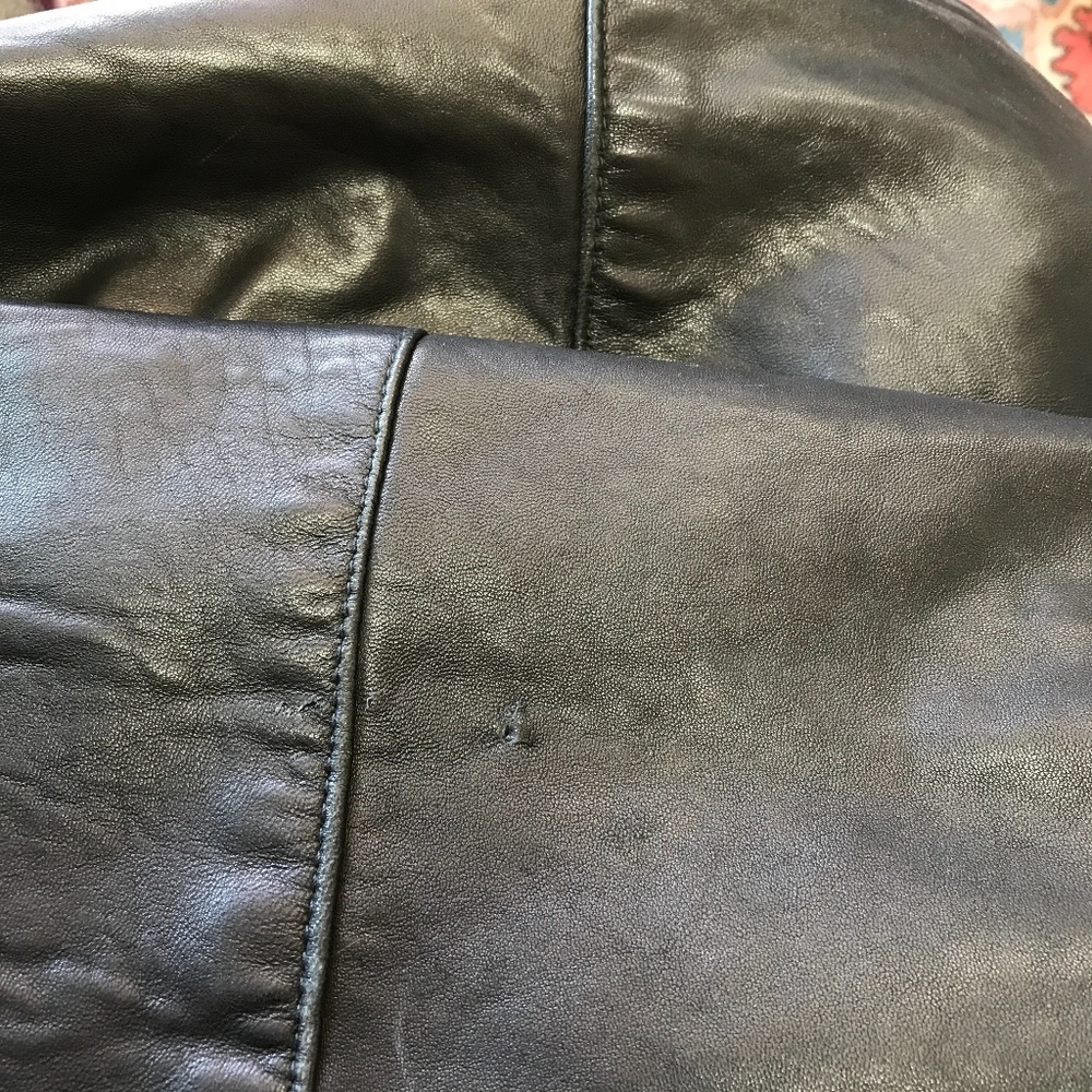 Oversize bomber Pano Sereti black longer leather zip jacket, L - Picture 7 of 8